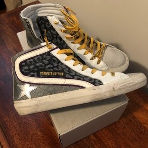 Golden Goose Limited Edition Size 38/USA 8 Denim, Silver Slide #606/642